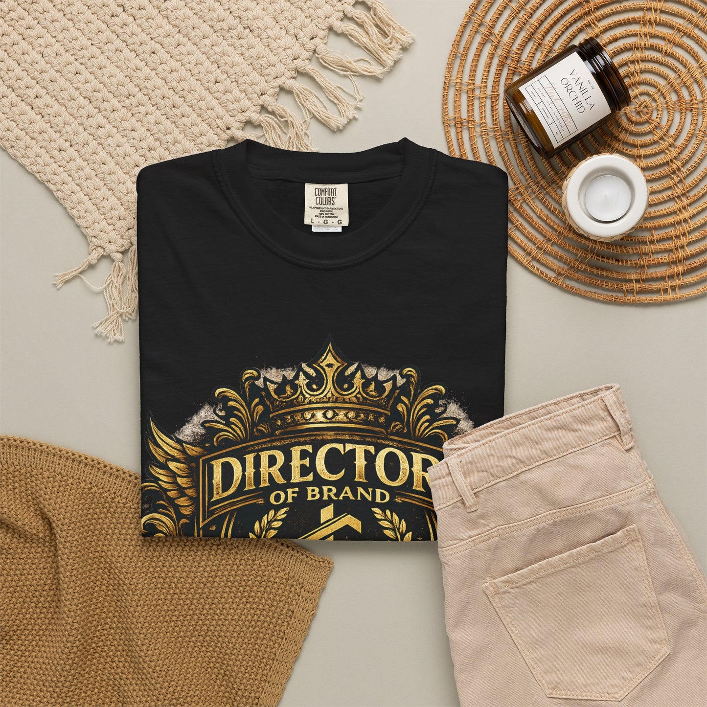 Director of Brand Emblem T-Shirt — "Director of Brand: Exclusive" Gold Crest Tee