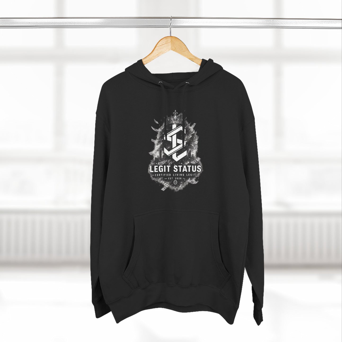 Legit Status Graphic Hoodie - Urban Streetwear Logo Pullover