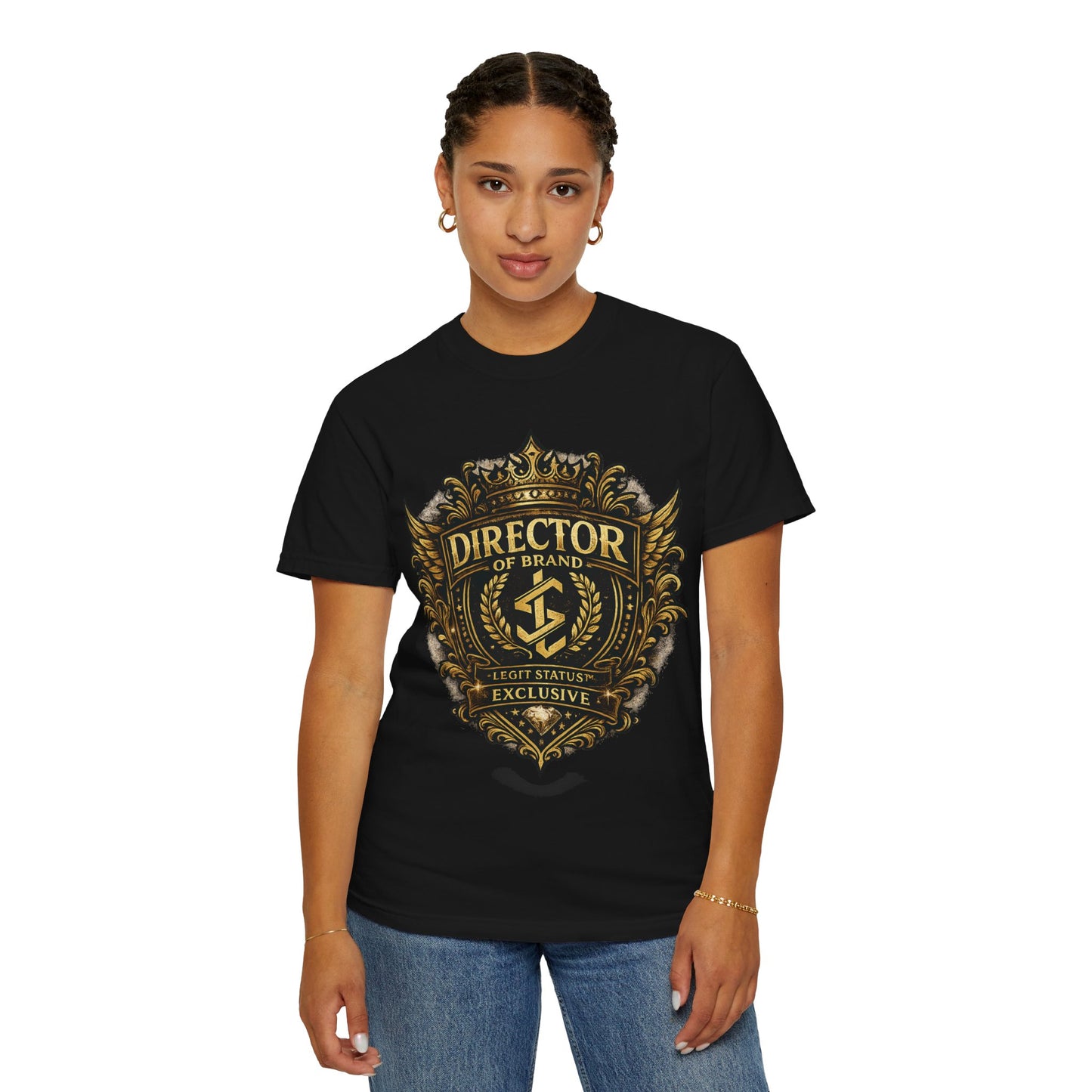 Director of Brand Emblem T-Shirt — "Director of Brand: Exclusive" Gold Crest Tee