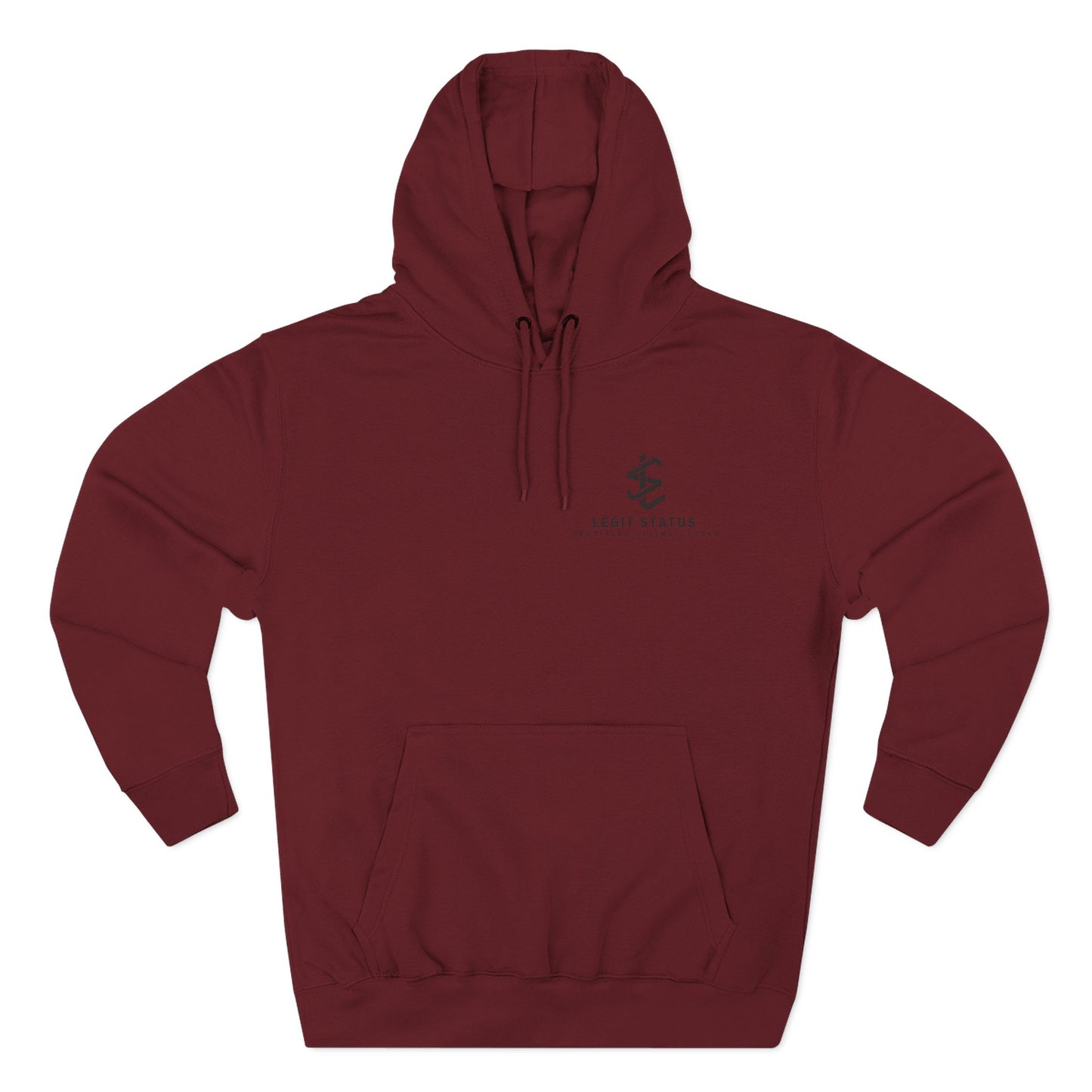Legit Status Minimal Logo Hoodie — Three-Panel Fleece Pullover
