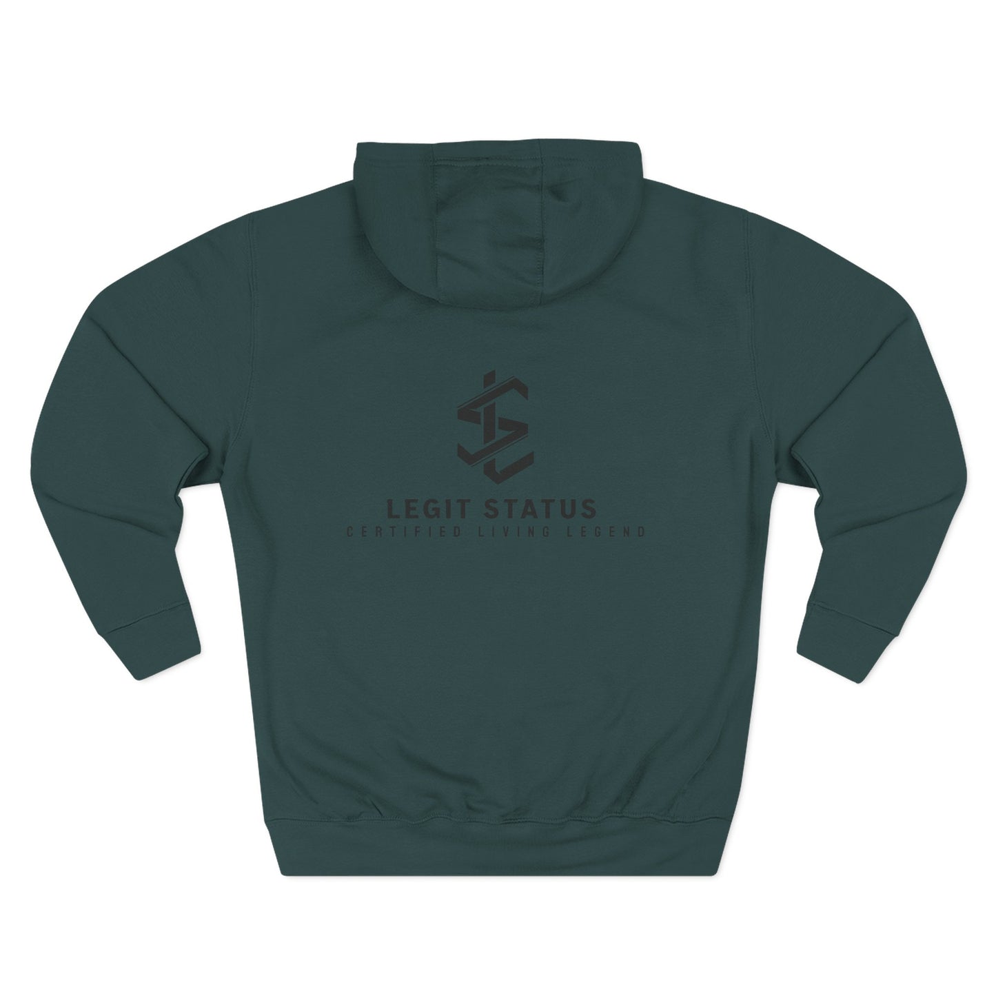 Legit Status Minimal Logo Hoodie — Three-Panel Fleece Pullover