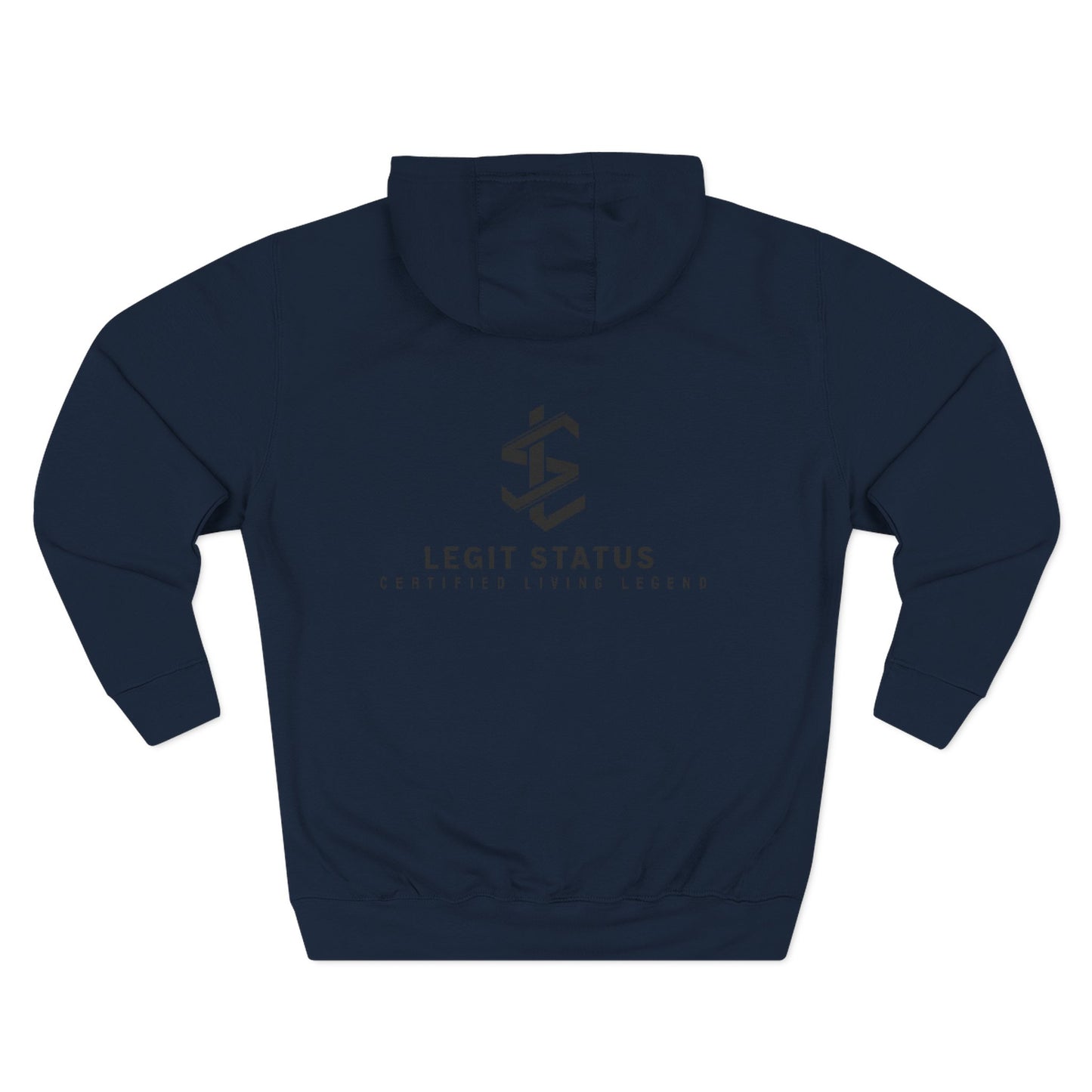 Legit Status Minimal Logo Hoodie — Three-Panel Fleece Pullover