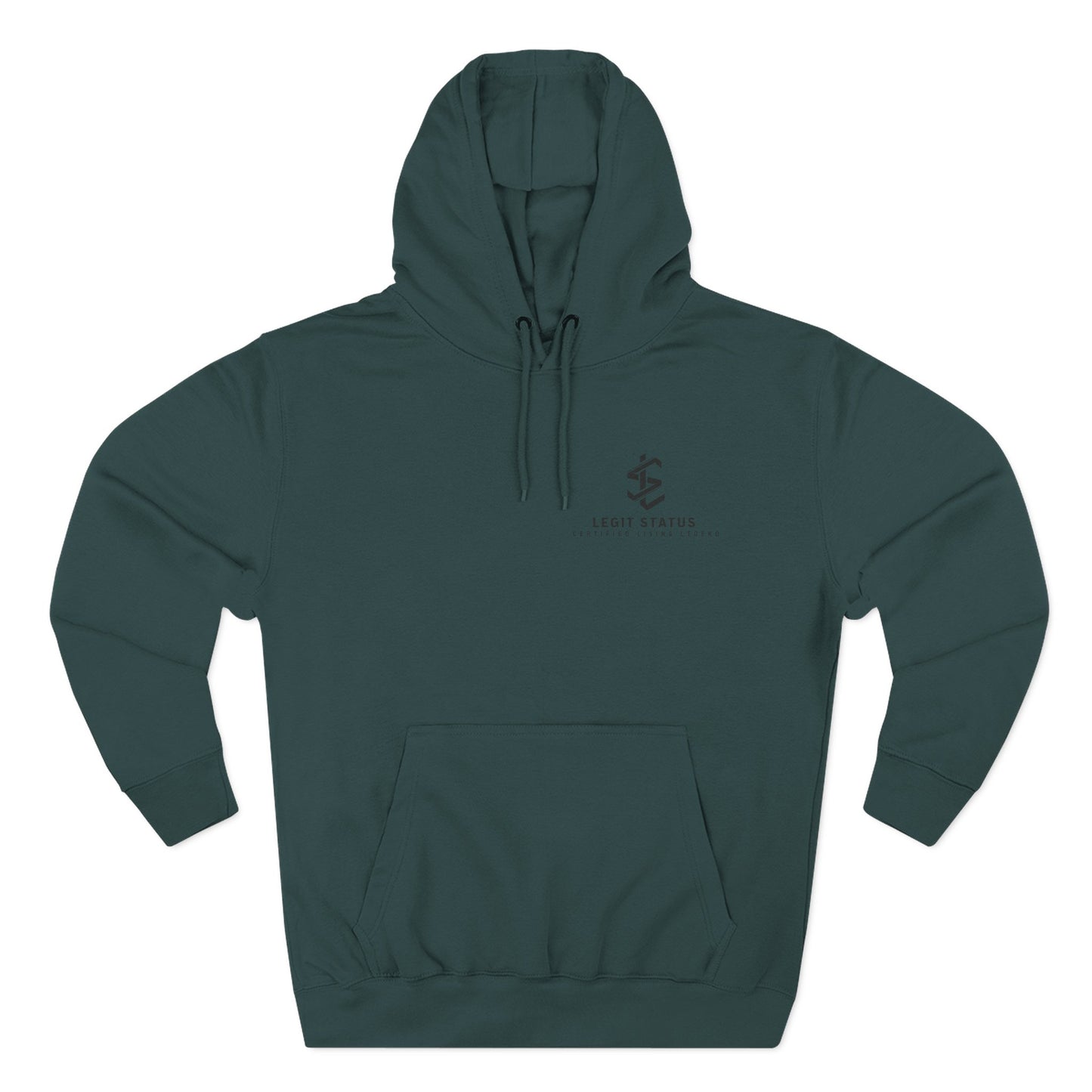 Legit Status Minimal Logo Hoodie — Three-Panel Fleece Pullover
