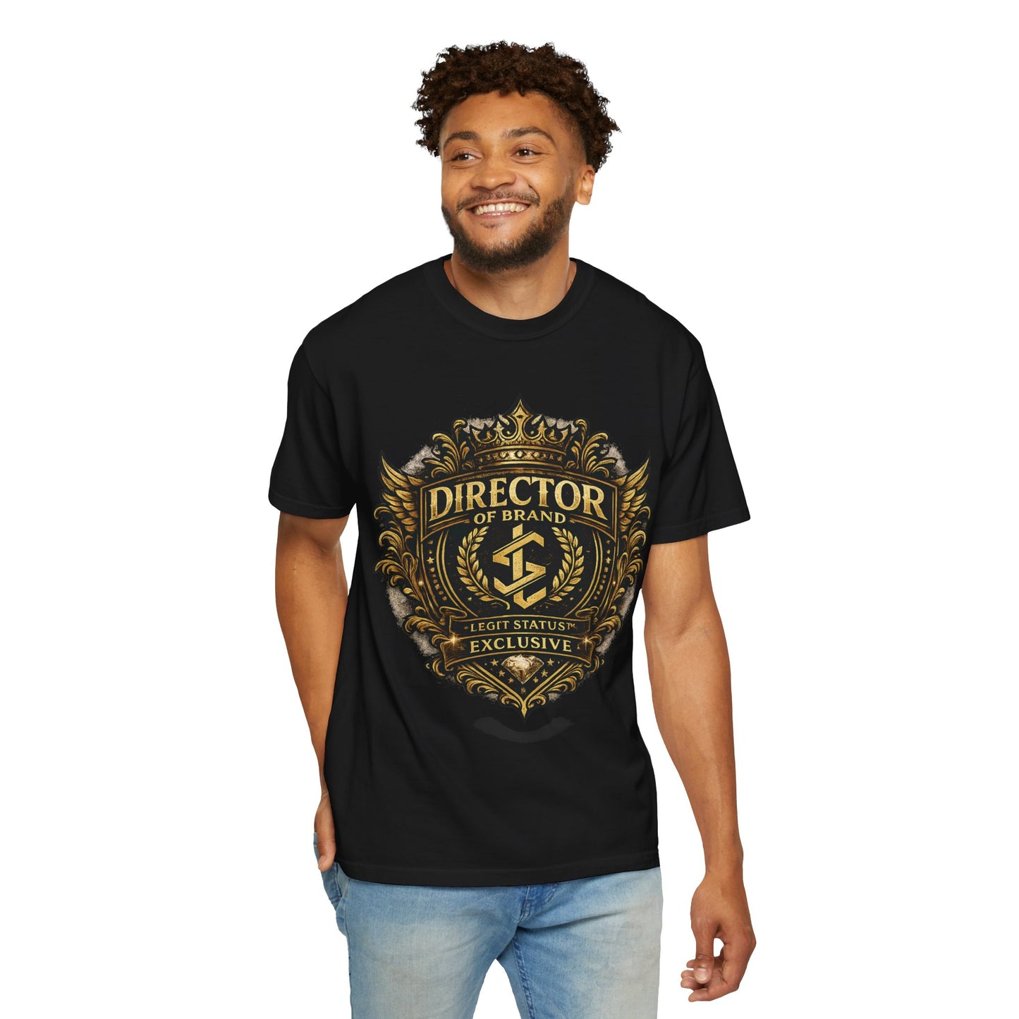 Director of Brand Emblem T-Shirt — "Director of Brand: Exclusive" Gold Crest Tee