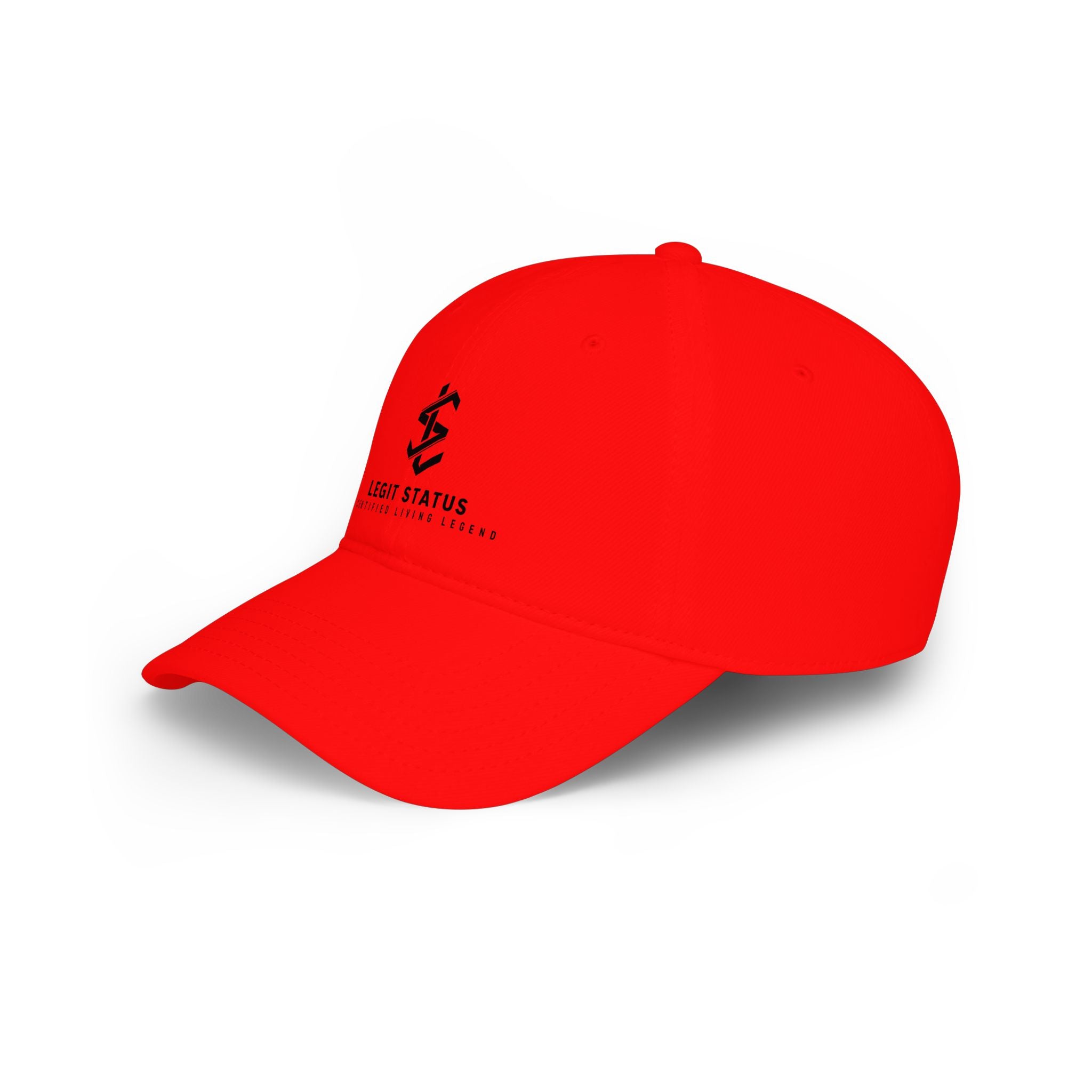 Legit Status Low Profile Baseball Cap — Minimal Logo Red Cap