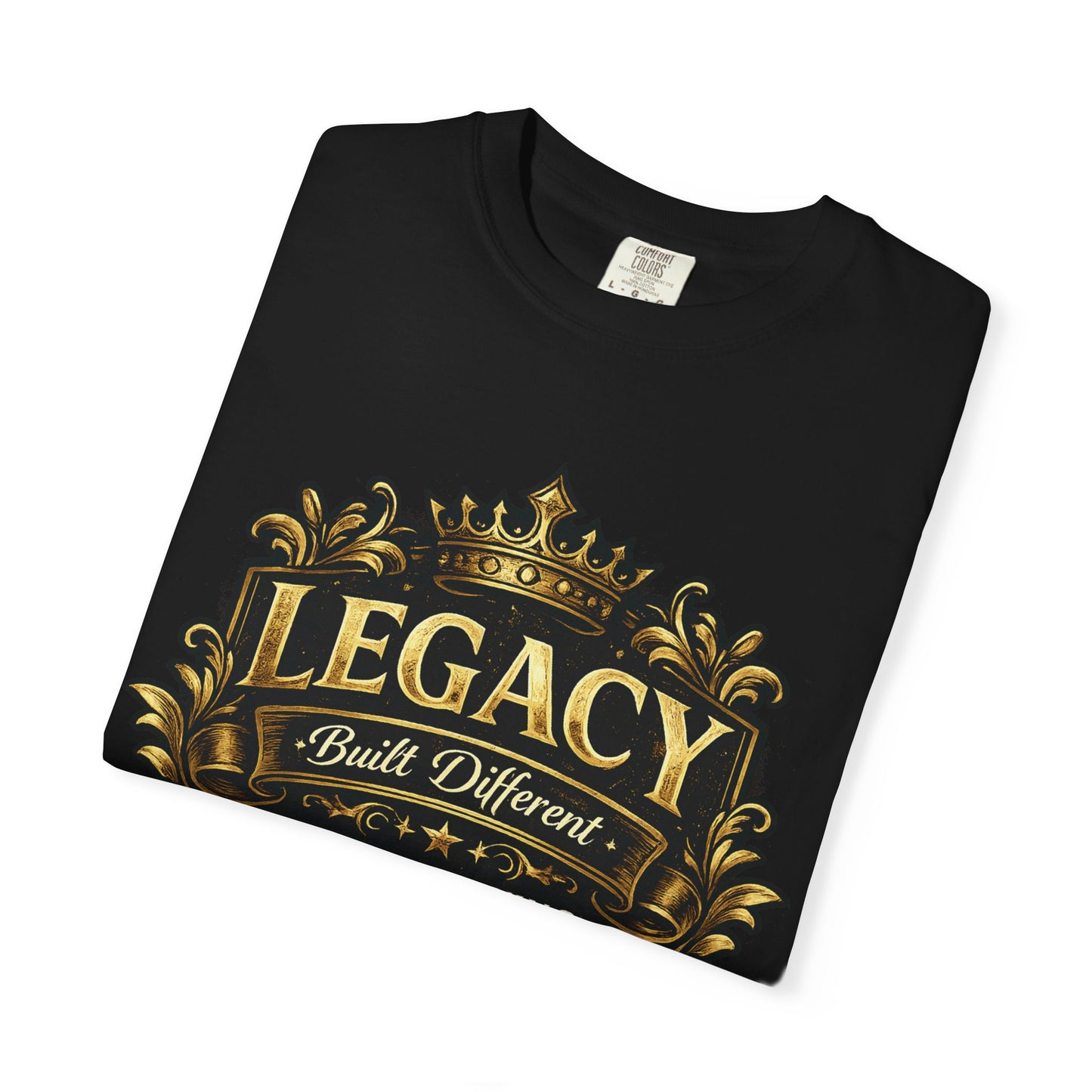 Legacy Built Different T‑Shirt — Gold Crest "Legacy" Graphic Tee