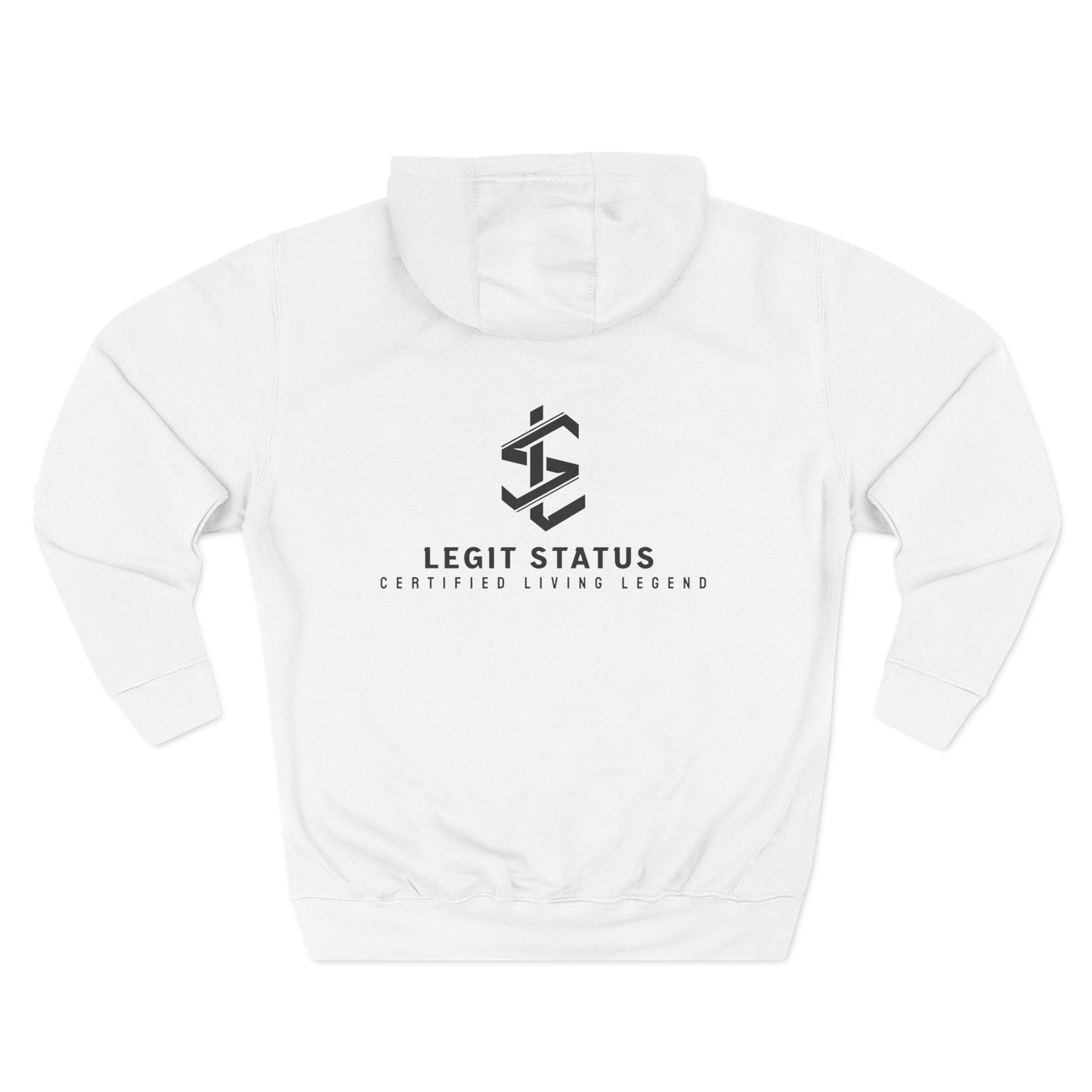 Legit Status Minimal Logo Hoodie — Three-Panel Fleece Pullover