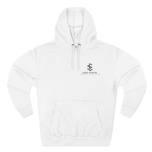 Legit Status Minimal Logo Hoodie — Three-Panel Fleece Pullover