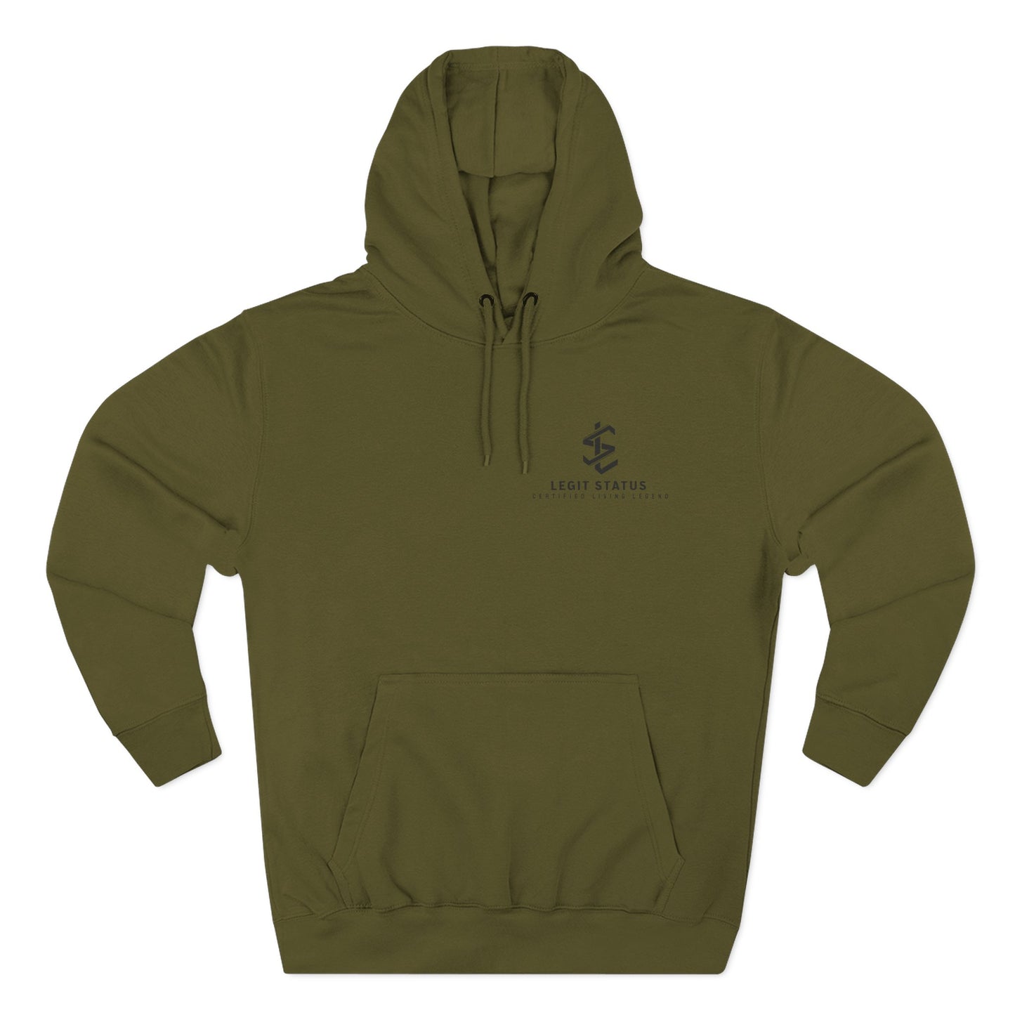 Legit Status Minimal Logo Hoodie — Three-Panel Fleece Pullover