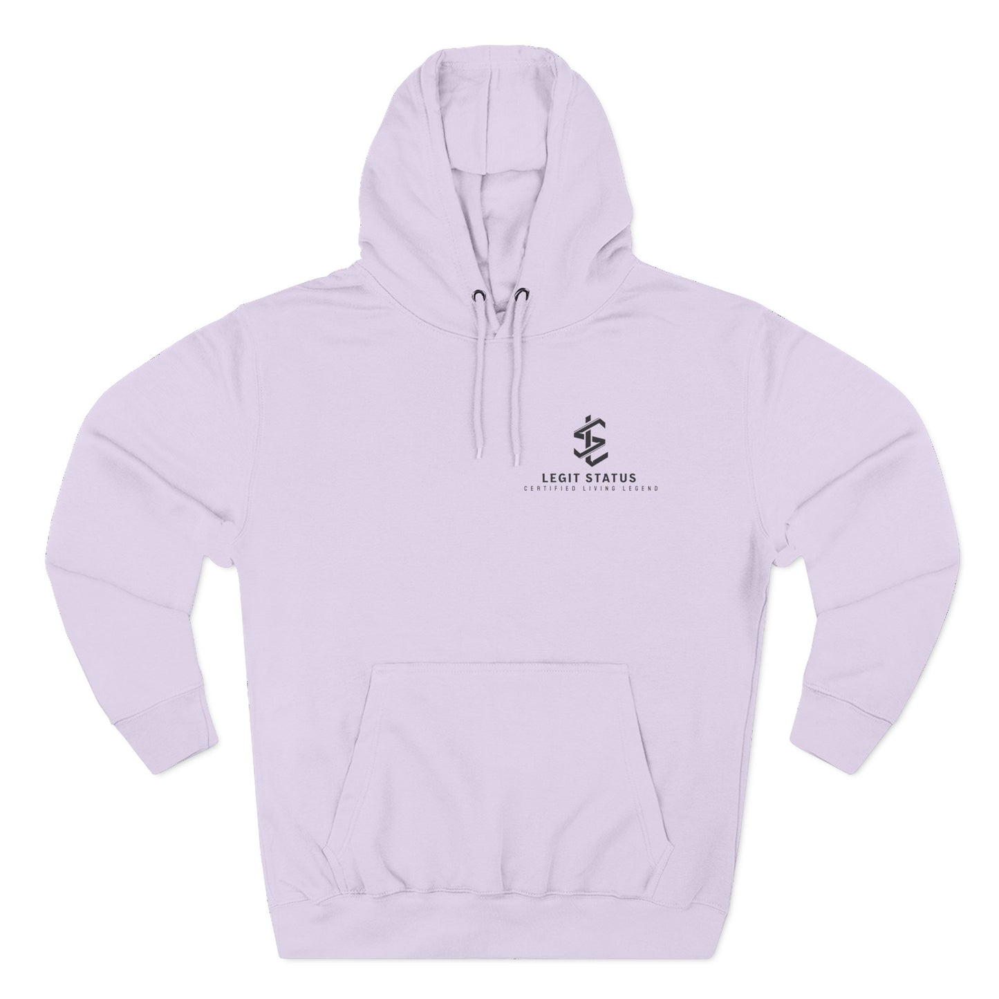Legit Status Minimal Logo Hoodie — Three-Panel Fleece Pullover