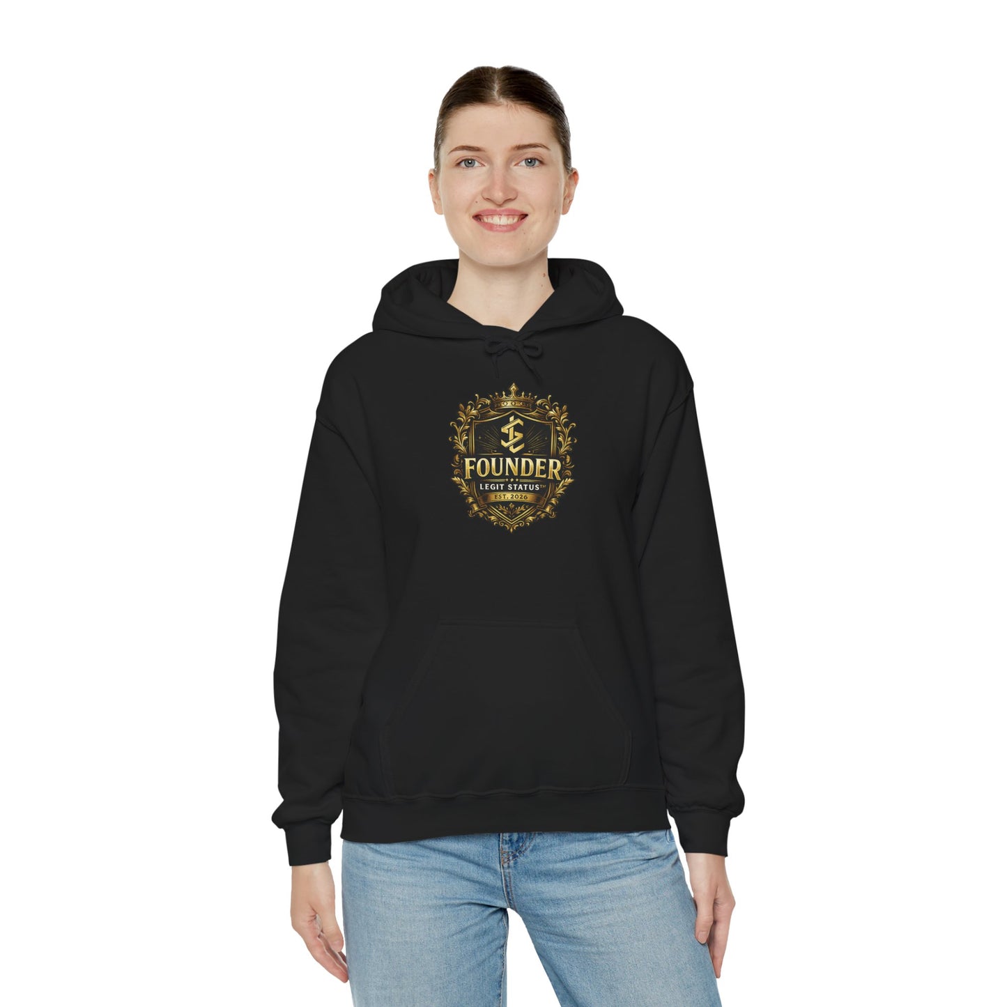 Founder Crest Hoodie — Vintage Gold Emblem Founder Sweatshirt