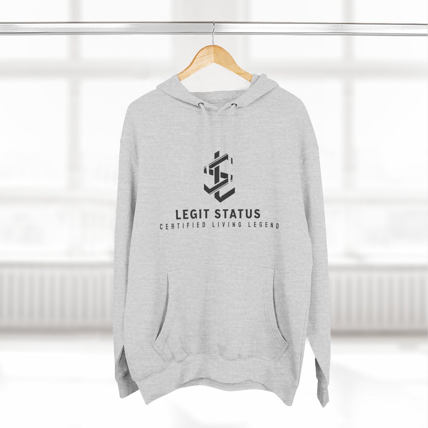 Legit Status Logo Hoodie — Minimal Streetwear Fleece Pullover