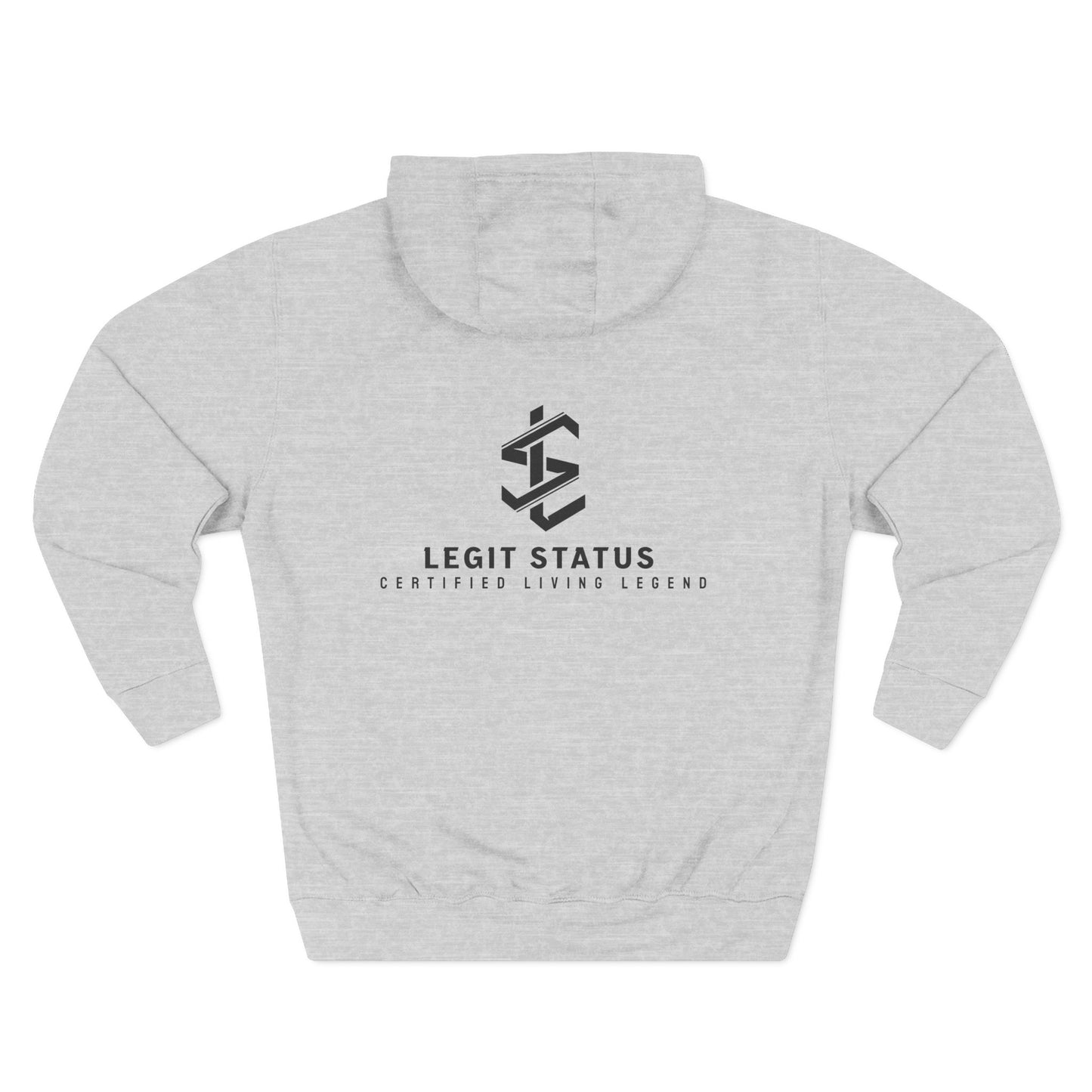 Legit Status Minimal Logo Hoodie — Three-Panel Fleece Pullover