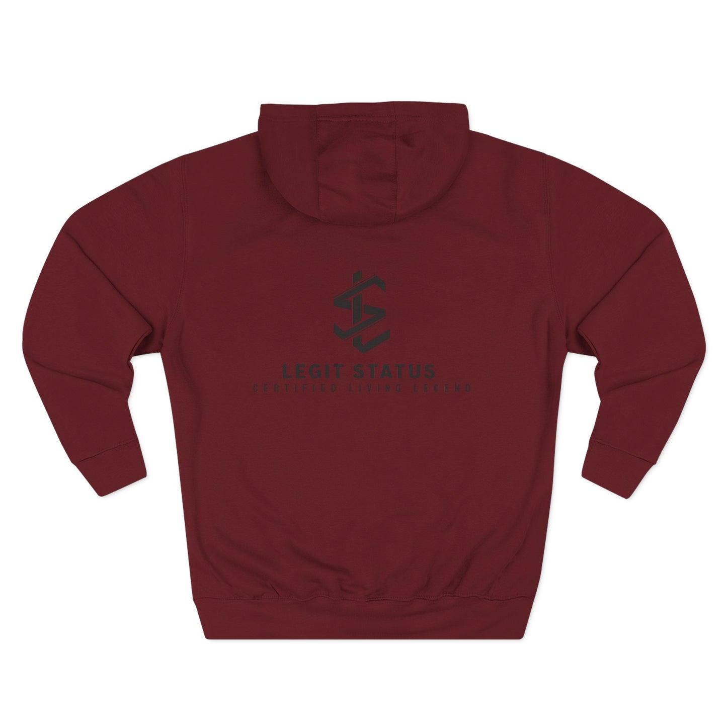 Legit Status Minimal Logo Hoodie — Three-Panel Fleece Pullover