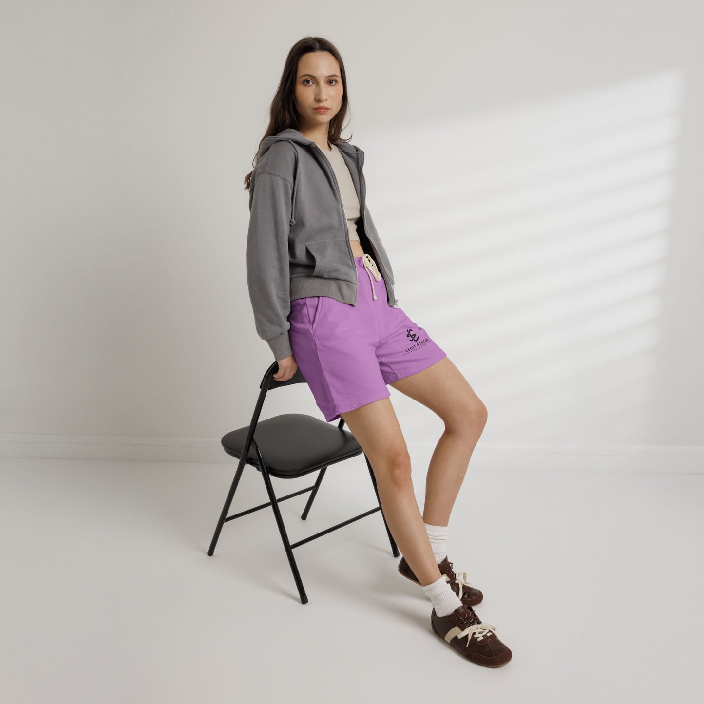 Lightweight Fleece Sweat Shorts — Legit Status Logo Casual Lounge Shorts