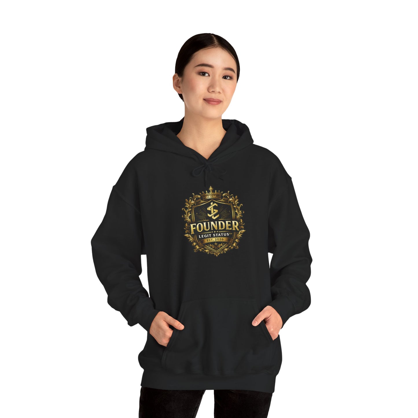 Founder Crest Hoodie — Vintage Gold Emblem Founder Sweatshirt