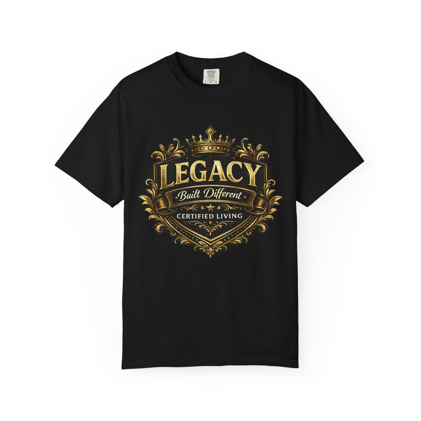 Legacy Built Different T‑Shirt — Gold Crest "Legacy" Graphic Tee
