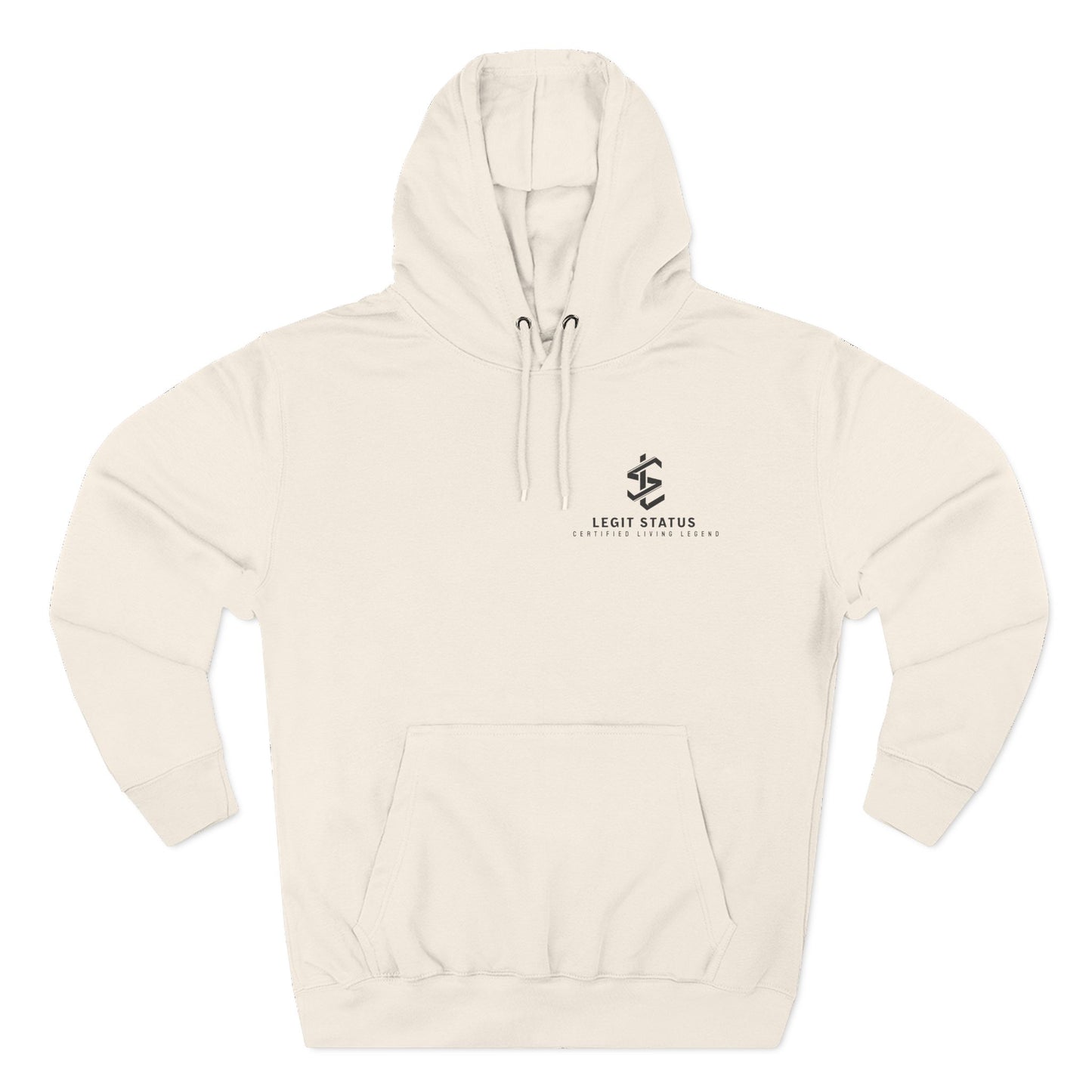 Legit Status Minimal Logo Hoodie — Three-Panel Fleece Pullover