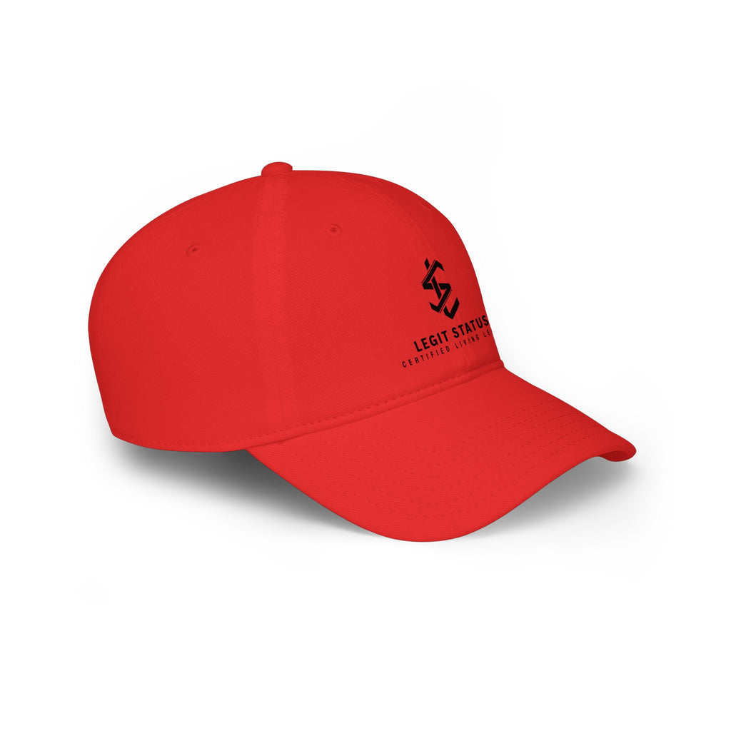 Legit Status Low Profile Baseball Cap — Minimal Logo Red Cap