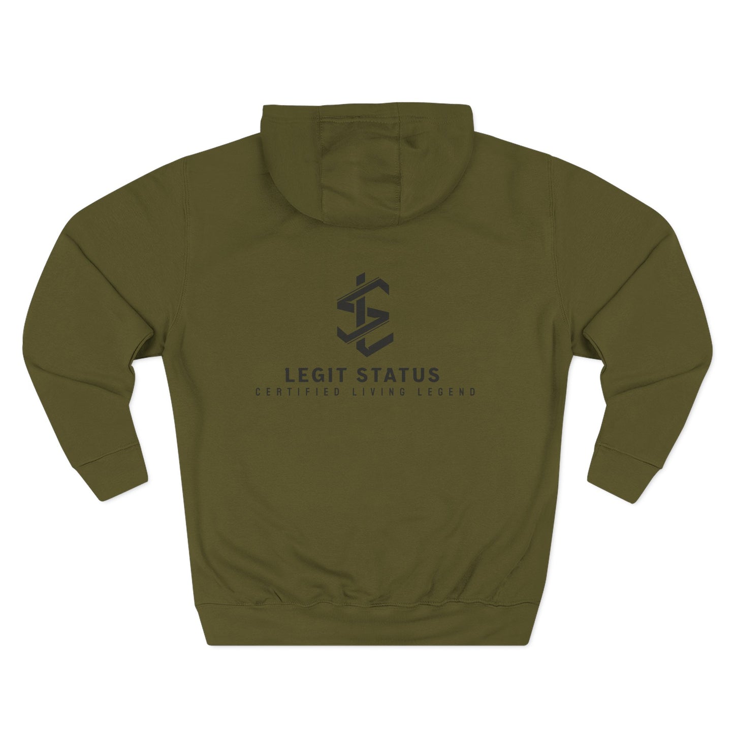 Legit Status Minimal Logo Hoodie — Three-Panel Fleece Pullover