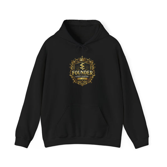 Founder Crest Hoodie — Vintage Gold Emblem Founder Sweatshirt