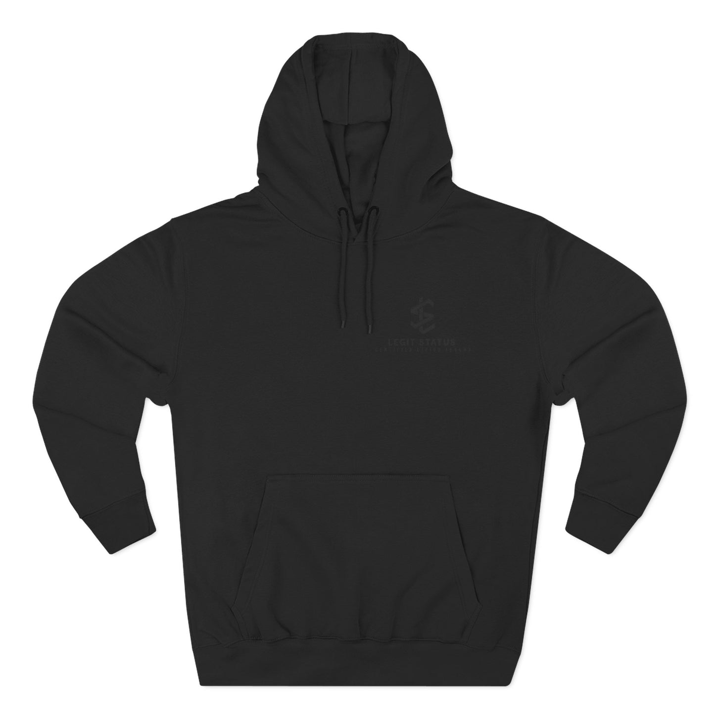 Legit Status Minimal Logo Hoodie — Three-Panel Fleece Pullover