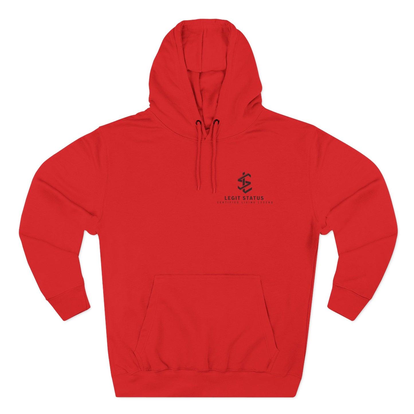 Legit Status Minimal Logo Hoodie — Three-Panel Fleece Pullover