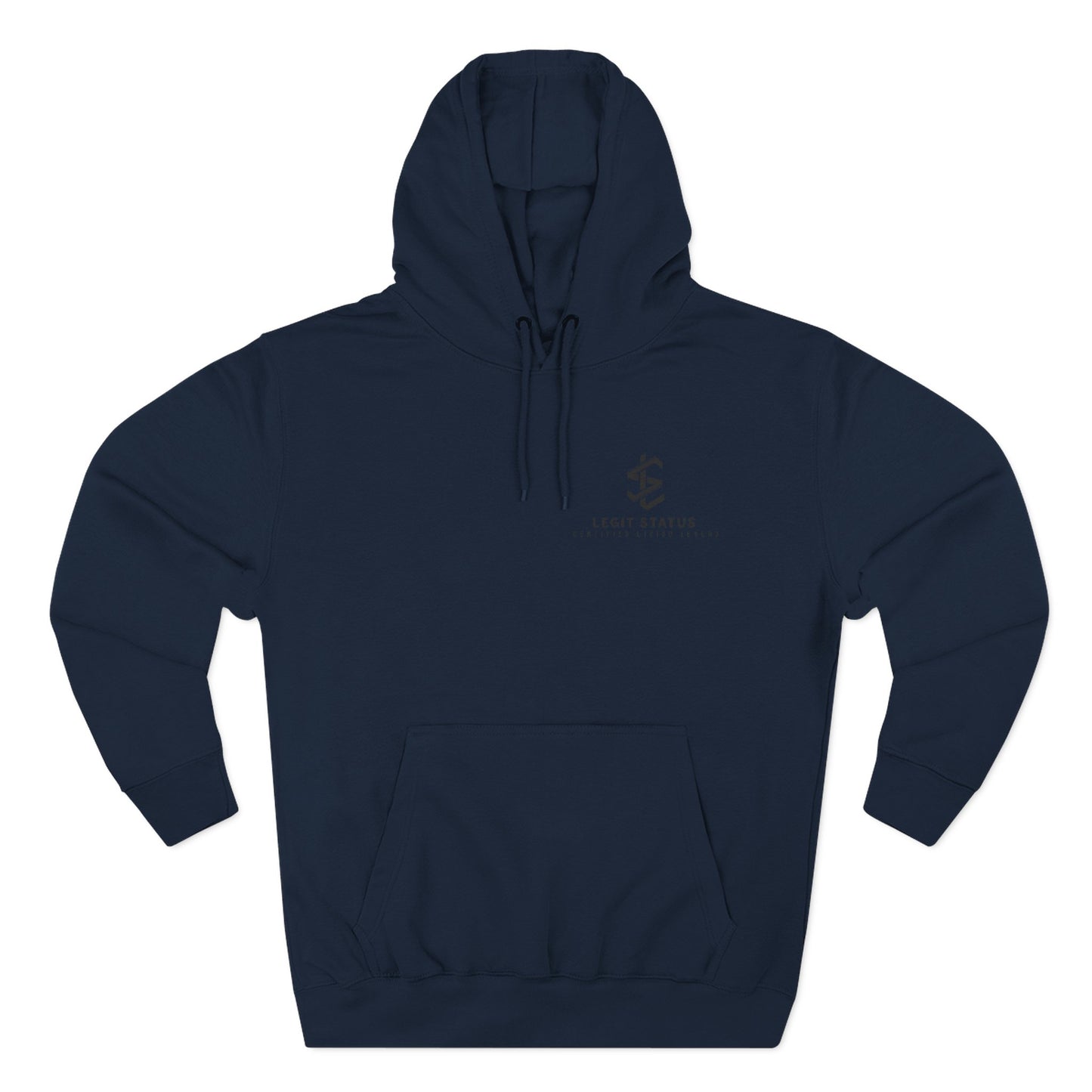 Legit Status Minimal Logo Hoodie — Three-Panel Fleece Pullover