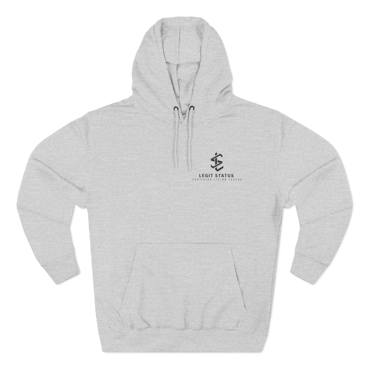 Legit Status Minimal Logo Hoodie — Three-Panel Fleece Pullover