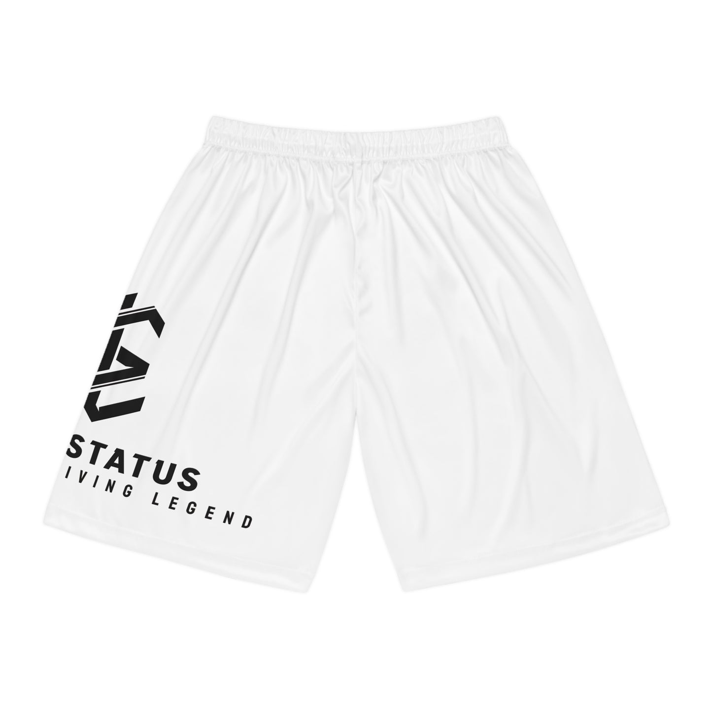 Legend Status Basketball Shorts — White AOP Athletic Trunks