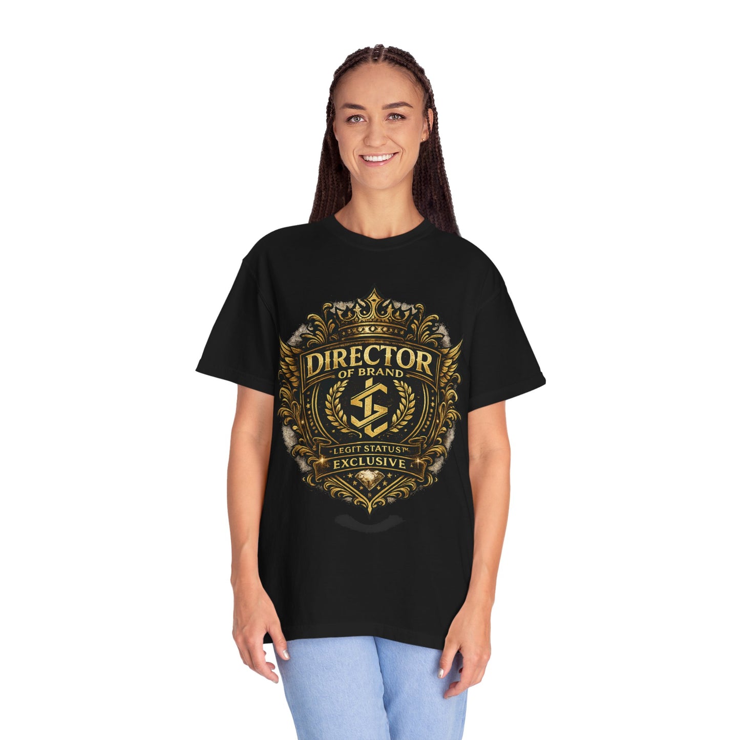 Director of Brand Emblem T-Shirt — "Director of Brand: Exclusive" Gold Crest Tee