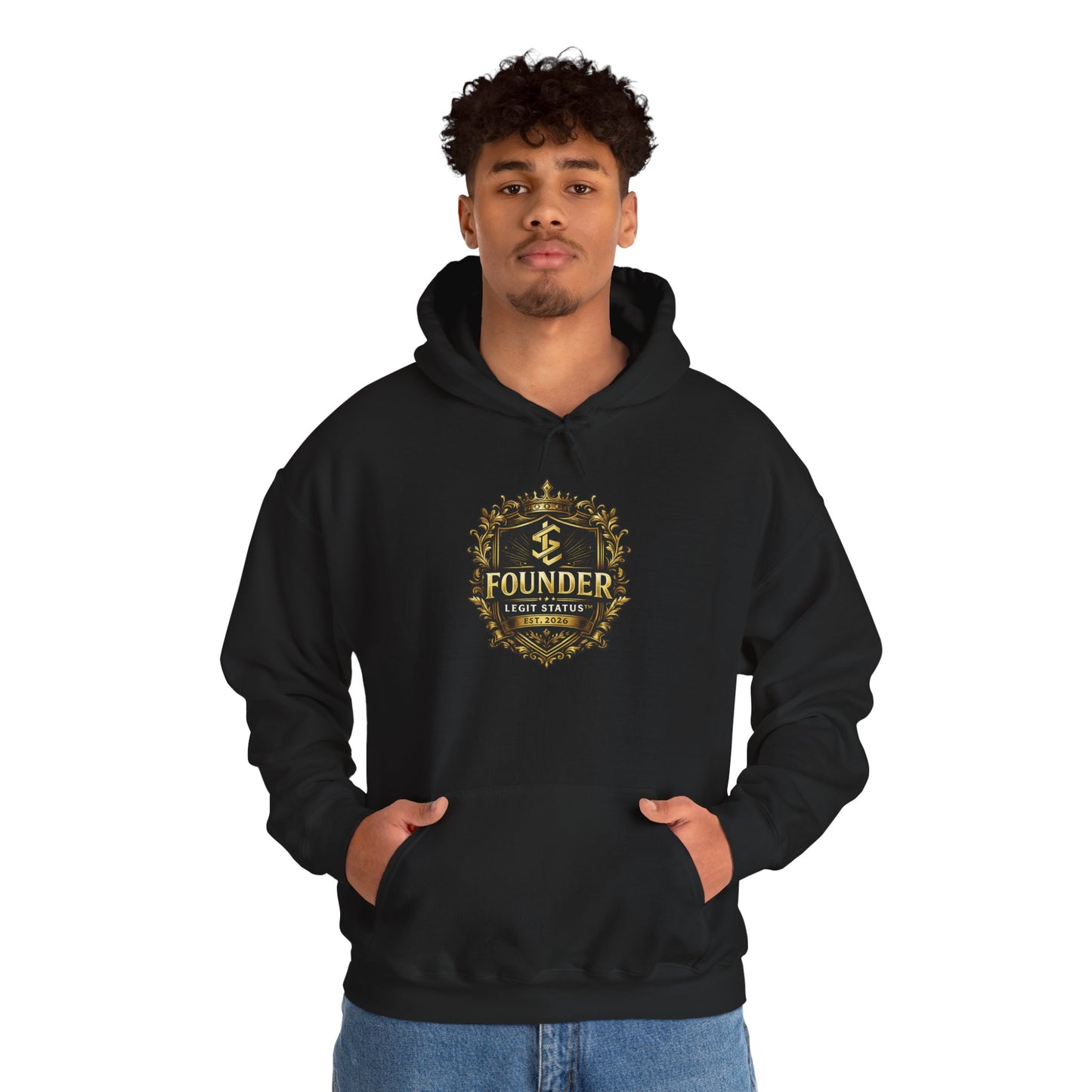 Founder Crest Hoodie — Vintage Gold Emblem Founder Sweatshirt