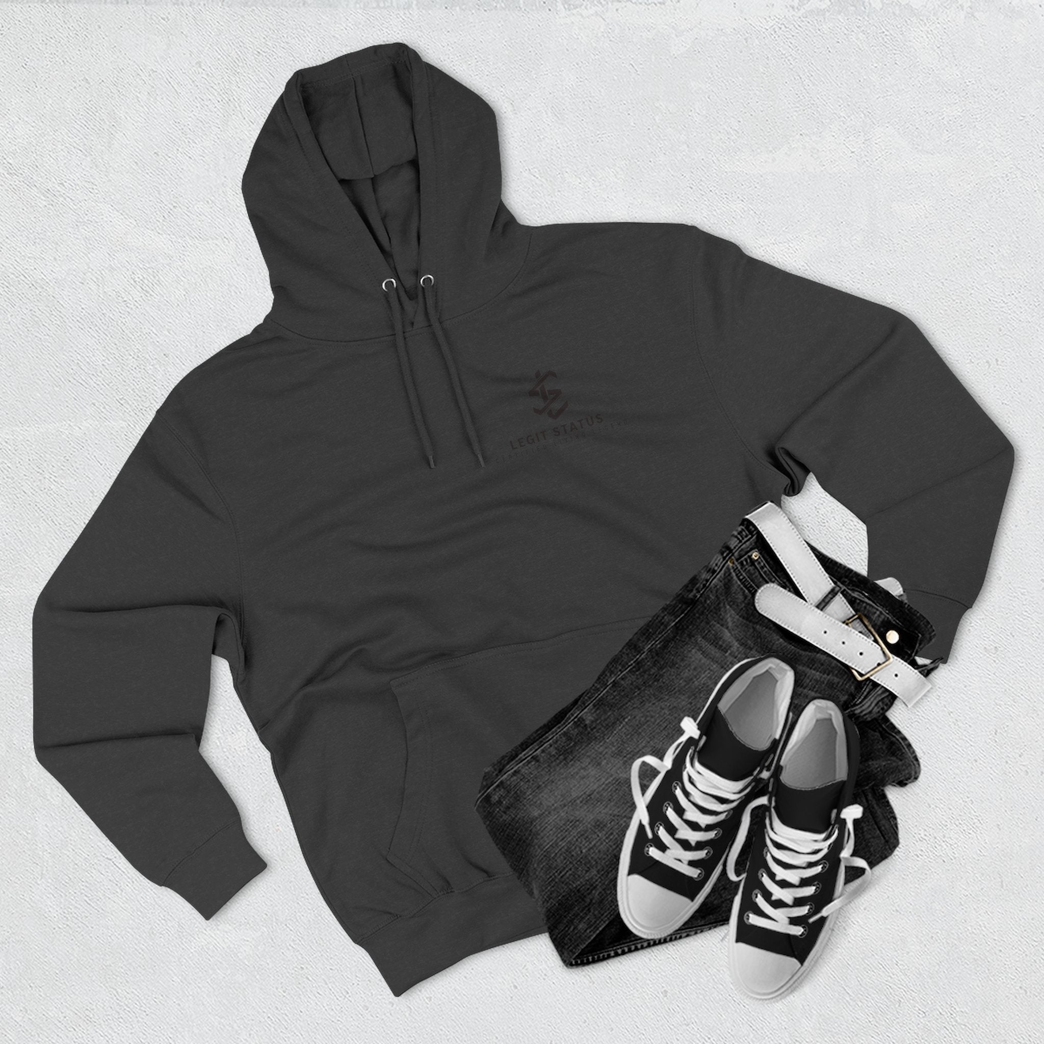 Legit Status Logo Hoodie — Minimalist Streetwear Fleece Hoodie