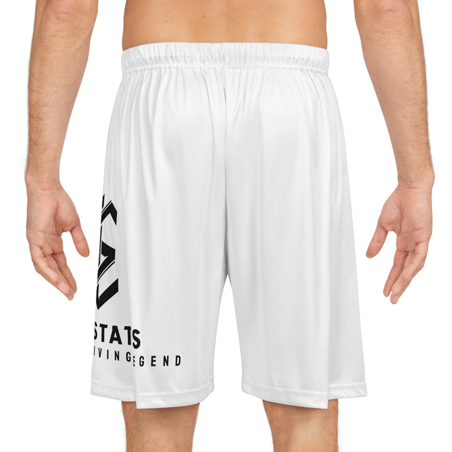 Legend Status Basketball Shorts — White AOP Athletic Trunks