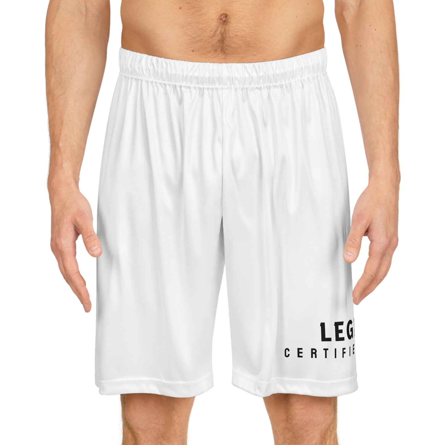 Legend Status Basketball Shorts — White AOP Athletic Trunks