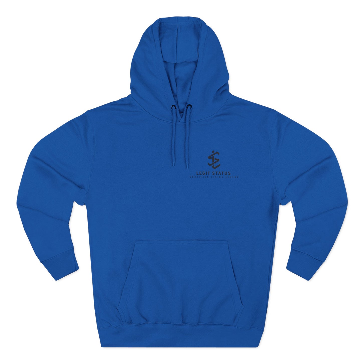 Legit Status Minimal Logo Hoodie — Three-Panel Fleece Pullover