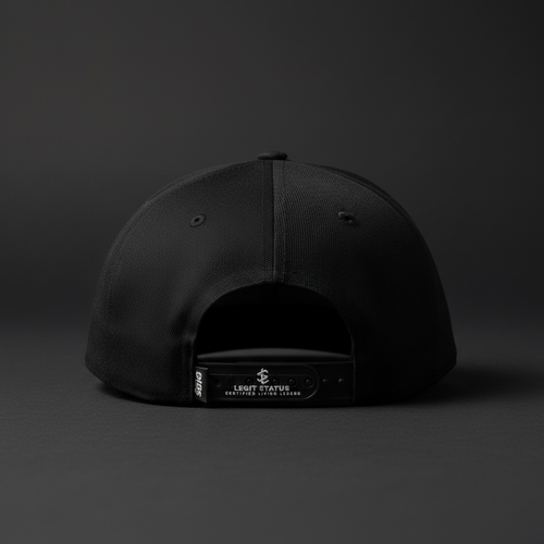 	Legit Status Snapback – Front View Flat Lay