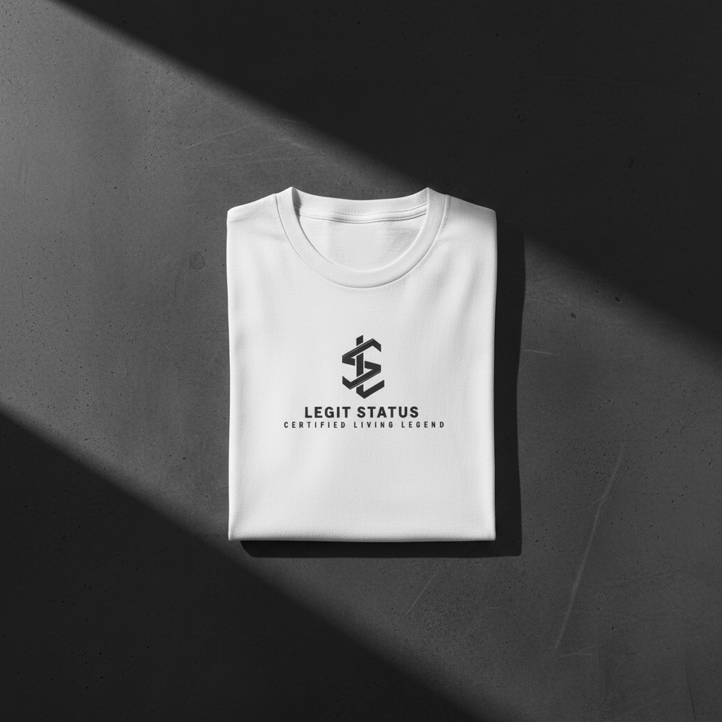 	Legit Status White Tee – Front View Flat Lay